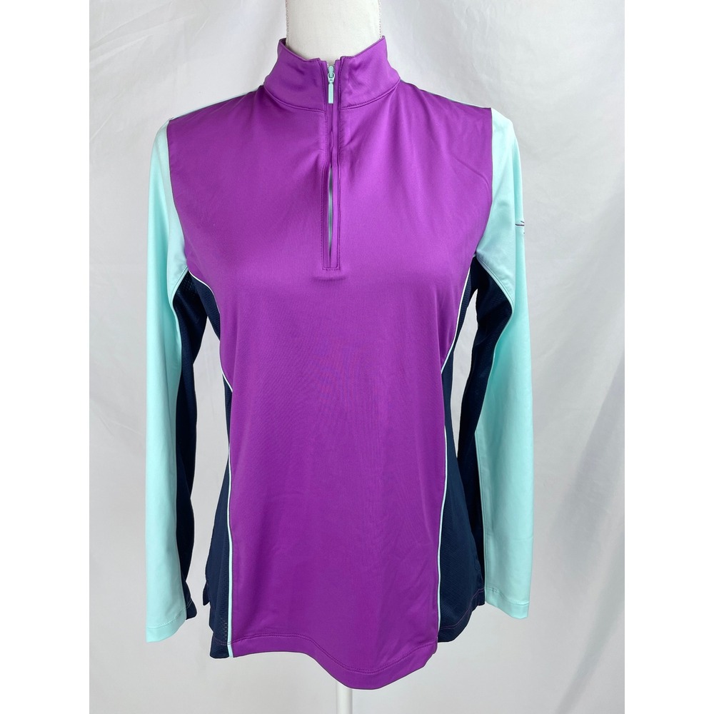 Peter Millar Women Medium 1/4 Zip Long Sleeves Purple Blue Athletic Top UPF 50+